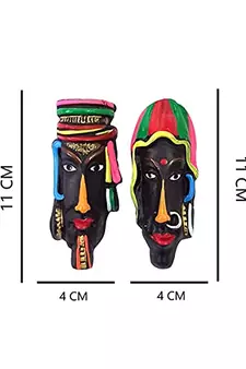 ESVAR STONECRAFT Terracotta Wall Haning Home Decorative Multicolored Tribal Mask Combo-2 PCs