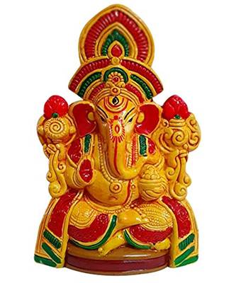 esvar stonecraft terracotta ganesh ji decorative idol - multicolor, 18 cm 1