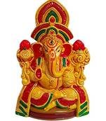 esvar stonecraft terracotta ganesh ji decorative idol - multicolor, 18 cm