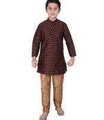 Maroon Printed Silk Boys Kurta Pajama Set