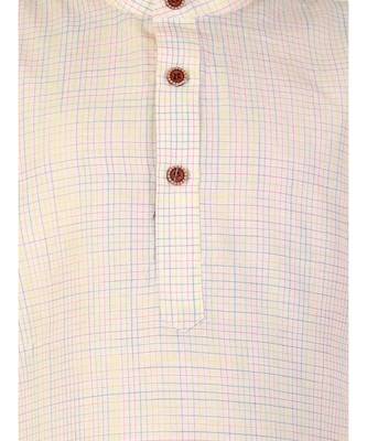 Cream Check Cotton Boys Kurta Pajama Set 2
