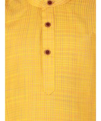 Yellow Check Cotton Boys Kurta Pajama Set 2