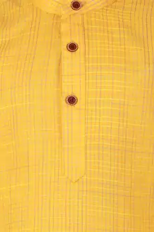 Yellow Check Cotton Boys Kurta Pajama Set