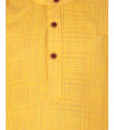Yellow Check Cotton Boys Kurta Pajama Set