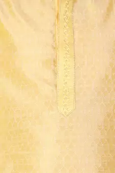 Yellow Self Design Silk Boys Kurta Pajama Set