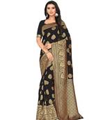Black Woven Art Silk Saree With Blouse