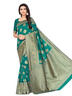 Green Woven Art Silk Saree With Blouse 1