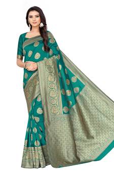 Green Woven  Art Silk Saree With Blouse