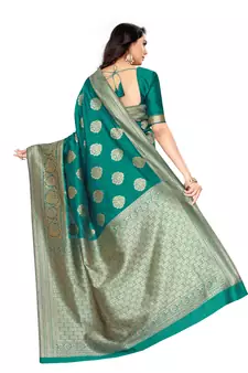 Green Woven Art Silk Saree With Blouse