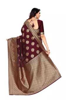 Maroon Woven Art Silk Saree With Blouse
