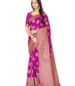 Pink Woven Art Silk Saree With Blouse