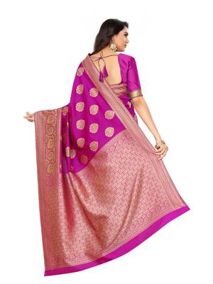 Pink Woven Art Silk Saree With Blouse 3
