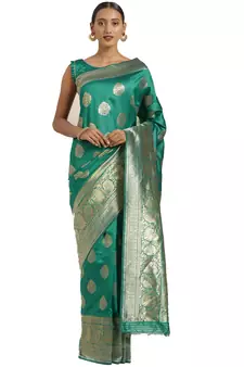Green Woven  Art Silk Saree With Blouse