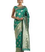 Green Woven Art Silk Saree With Blouse