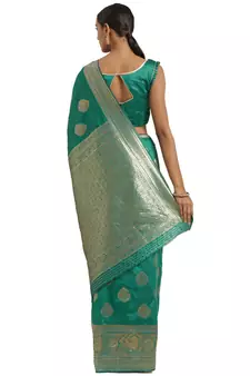 Green Woven Art Silk Saree With Blouse