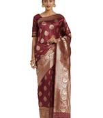 Maroon Woven  Art Silk Saree With Blouse