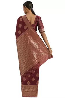 Maroon Woven Art Silk Saree With Blouse