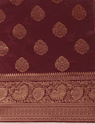 Maroon Woven Art Silk Saree With Blouse 3