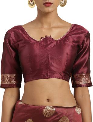 Maroon Woven Art Silk Saree With Blouse 5