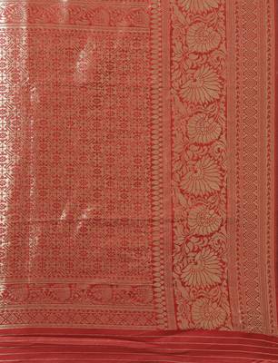 Red Woven Art Silk Saree With Blouse 4
