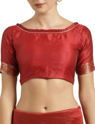Red Woven Art Silk Saree With Blouse 5