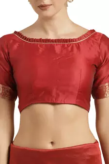 Red Woven Art Silk Saree With Blouse