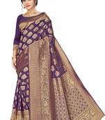 Purple Woven Art Silk Saree With Blouse