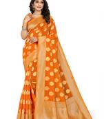 Orange Woven Art Silk Saree With Blouse