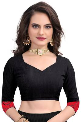 Black Embroidered Net Saree With Blouse 5