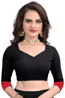 Black Embroidered Net Saree With Blouse