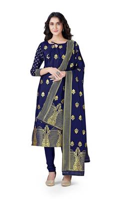 Navy-blue woven banarasi silk salwar 1
