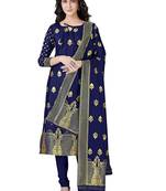 Navy-blue woven banarasi silk salwar