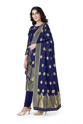 Navy-blue woven banarasi silk salwar 2