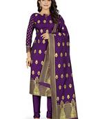 Purple woven banarasi silk salwar