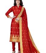 Red woven banarasi silk salwar