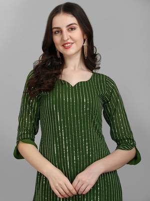 Green heavy Faux Georgette Embroidered Semi-Stitched Kurta With Stitched Umbrella Plazzo & Dupatta 4