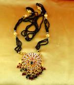 mangalshutra gold platted stone meenakari cz ad moti pearl polki kundun size 24"inch