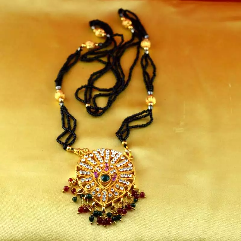 mangalshutra gold platted stone meenakari cz ad moti pearl polki kundun size 24"inch