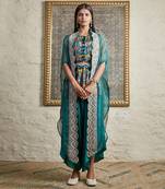 Peacock Green Fan Sharara Cape