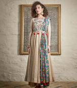 Beige Anarkali With Sharara Set