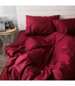 Dark Red 100% Cotton Duvet  CoverLuxury Soft Bedding 3 piece Set with Buttons Soft Bedding Vintage Comforter Cover