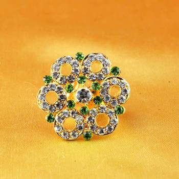 Ring  With Adjustable Gold Platted Stone Meenakari Cz Ad Moti Pearl Polki Kundun 1