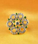 Ring  With Adjustable Gold Platted Stone Meenakari Cz Ad Moti Pearl Polki Kundun