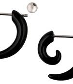 Black Silver Black Surgical Stainless Steel Pair Stud Earring for Men