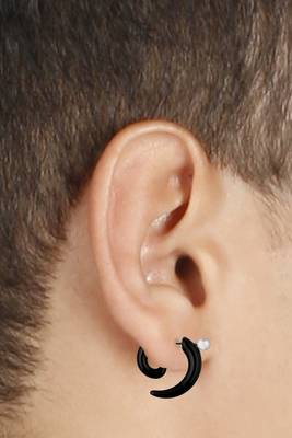 Black Silver Black Surgical Stainless Steel Pair Stud Earring for Men 3