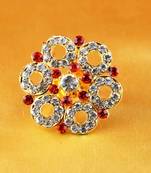 Ring  With Adjustable Gold Platted Stone Meenakari Cz Ad Moti Pearl Polki Kundun