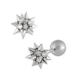 Rhodium Plated Silver Surgical Stainless Steel Pair Stud Earring for Men