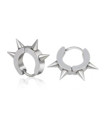 Rhodium Plated Silver Surgical Stainless Steel Pair Stud Earring for Men 2