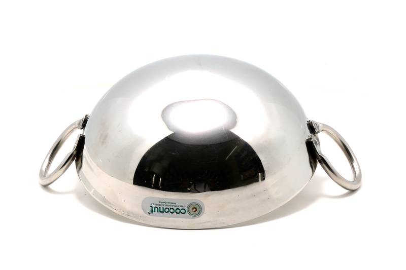 Coconut Stainless Steel Round Bottom Kadai Heavy Gauge (14G) for Cook & Serve - 1 Unit (Diameter - 21cm)