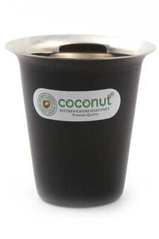 Coconut Stainless Steel Rampatra Black Colour Glass For Tea / Coffee - Set of 3 (Capacity - 200ml)